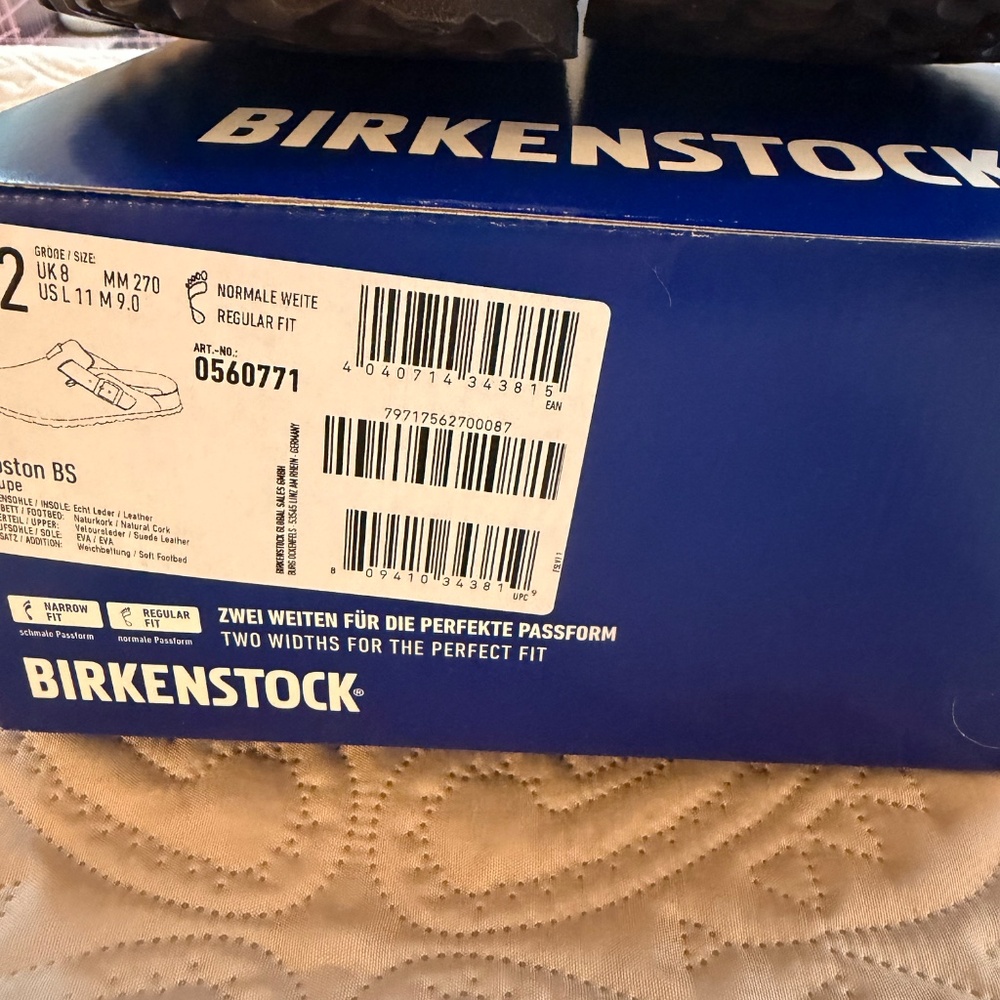 Authentic Birkenstock Boston Taupe Size 42 Regular Fit NIB - Picture 3 of 9